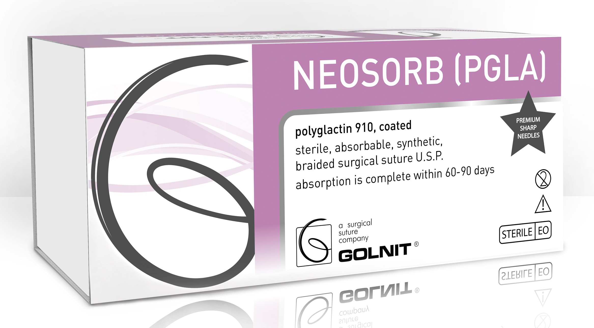 Неосорб фіолетовий (Поліглактин 910) шовний матеріал 75 см Розмір USP 3/0 (2,0) Голка: зворотньо-ріжуча 26мм 1/2 кола Одно-голкова